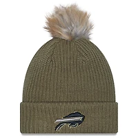 Women's New Era  Dark Green Buffalo Bills 2025 Salute to Service Cuffed Knit Hat with Pom