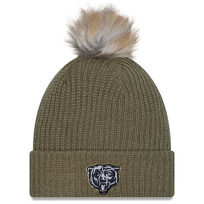 Women's New Era  Dark Green Chicago Bears 2025 Salute to Service Cuffed Knit Hat with Pom
