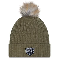 Women's New Era  Dark Green Chicago Bears 2025 Salute to Service Cuffed Knit Hat with Pom