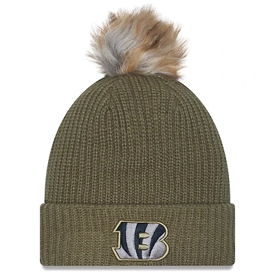 Women's New Era  Dark Green Cincinnati Bengals 2025 Salute to Service Cuffed Knit Hat with Pom