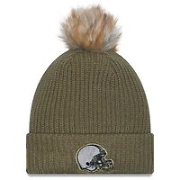 Women's New Era  Dark Green Cleveland Browns 2025 Salute to Service Cuffed Knit Hat with Pom