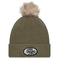 Women's New Era  Dark Green San Francisco 49ers 2025 Salute to Service Cuffed Knit Hat with Pom