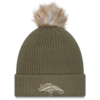 Women's New Era  Dark Green Denver Broncos 2025 Salute to Service Cuffed Knit Hat with Pom