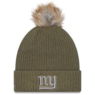 Women's New Era  Dark Green New York Giants 2025 Salute to Service Cuffed Knit Hat with Pom