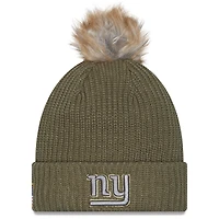 Women's New Era  Dark Green New York Giants 2025 Salute to Service Cuffed Knit Hat with Pom