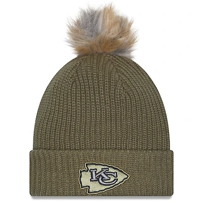 Women's New Era  Dark Green Kansas City Chiefs 2025 Salute to Service Cuffed Knit Hat with Pom