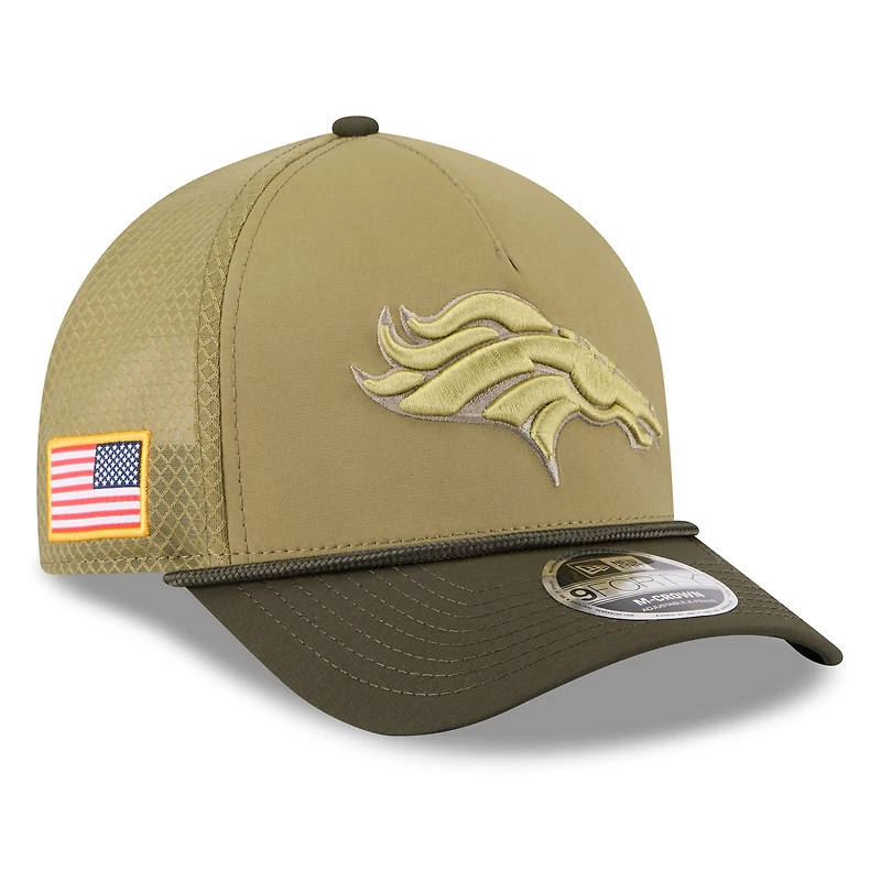 Youth New Era  Green/Dark Green Denver Broncos 2025 Salute to Service 9FORTY A-Frame Adjustable Hat