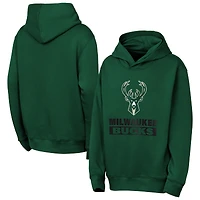 Youth Outerstuff Hunter Green Milwaukee Bucks Back To The Basics Hoodie