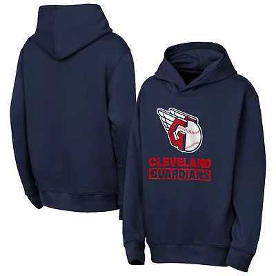 Youth Outerstuff  Navy Cleveland Guardians Back to Basics Hoodie