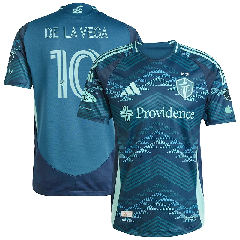 Men's adidas Pedro de la Vega Blue Seattle Sounders FC 2025 The Salish Sea Kit Authentic Player Jersey