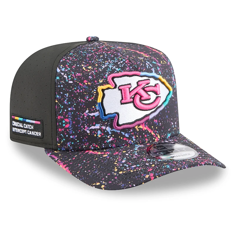 Men's New Era Black Kansas City Chiefs 2025 NFL Crucial Catch A-Frame 9FIFTY Snapback Hat