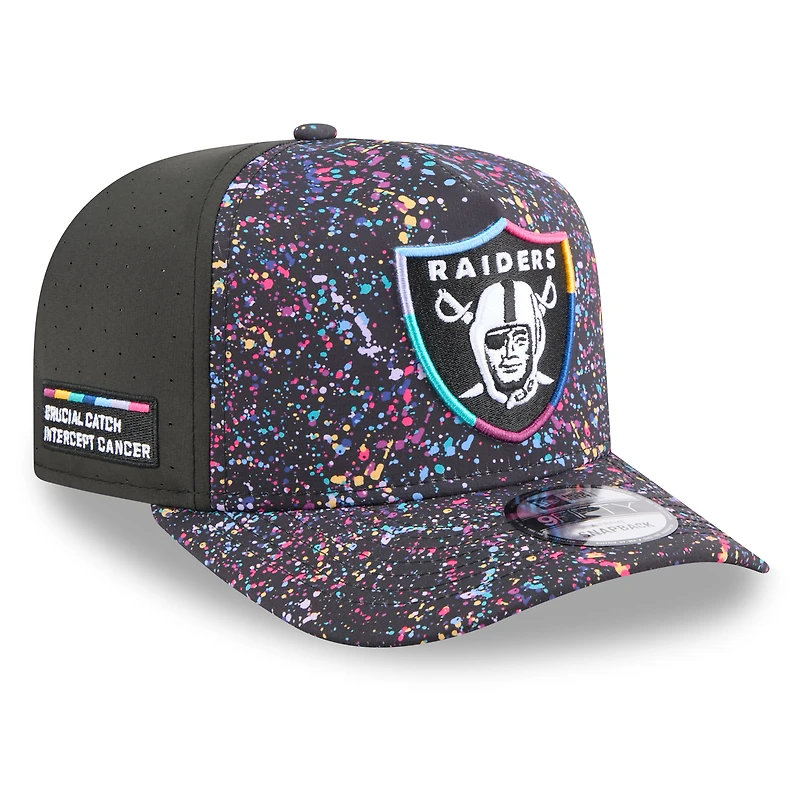Men's New Era  Black Las Vegas Raiders 2025 NFL Crucial Catch A-Frame 9FIFTY Snapback Hat