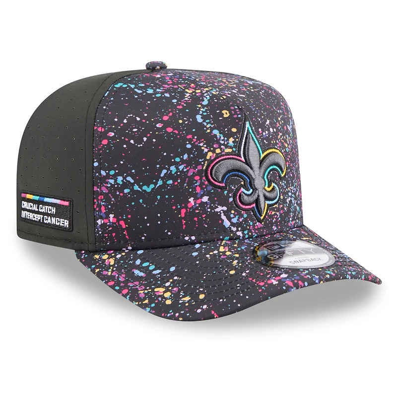 Men's New Era  Black New Orleans Saints 2025 NFL Crucial Catch A-Frame 9FIFTY Snapback Hat