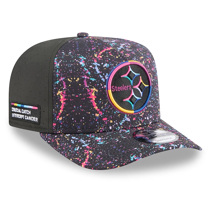 Men's New Era  Black Pittsburgh Steelers 2025 NFL Crucial Catch A-Frame 9FIFTY Snapback Hat