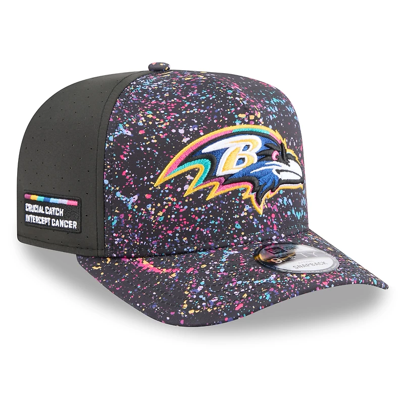 Men's New Era  Black Baltimore Ravens 2025 NFL Crucial Catch A-Frame 9FIFTY Snapback Hat