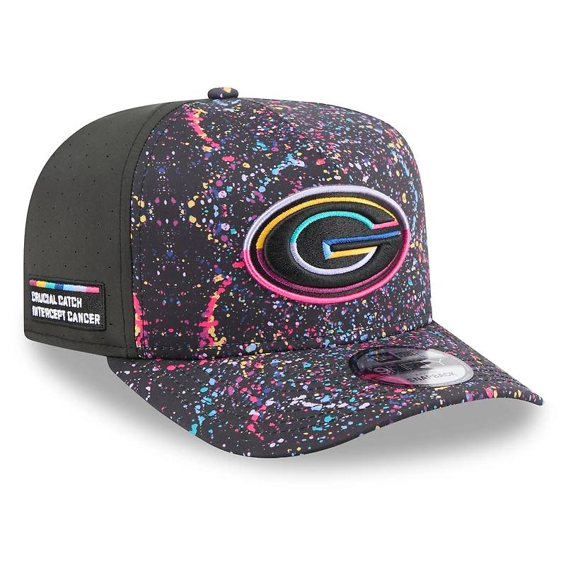 Men's New Era  Black Green Bay Packers 2025 NFL Crucial Catch A-Frame 9FIFTY Snapback Hat