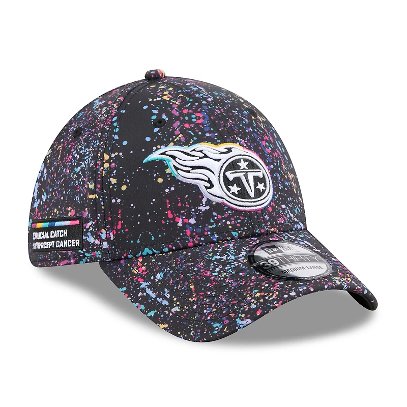 Men's New Era  Black Tennessee Titans 2025 NFL Crucial Catch 39THIRTY Flex Hat