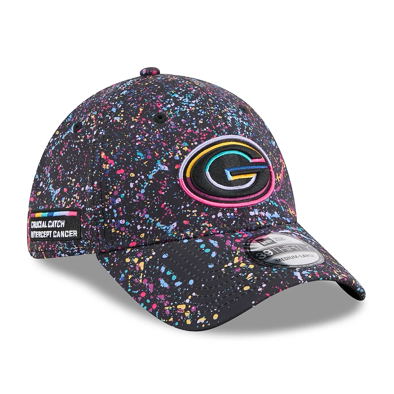 Men's New Era Black Green Bay Packers 2025 NFL Crucial Catch 39THIRTY Flex Hat