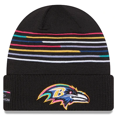 Men's New Era Black Baltimore Ravens 2025 NFL Crucial Catch Cuffed Knit Hat
