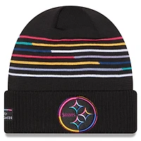Men's New Era Black Pittsburgh Steelers 2025 NFL Crucial Catch Cuffed Knit Hat