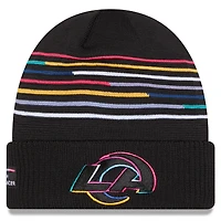 Men's New Era Black Los Angeles Rams 2025 NFL Crucial Catch Cuffed Knit Hat