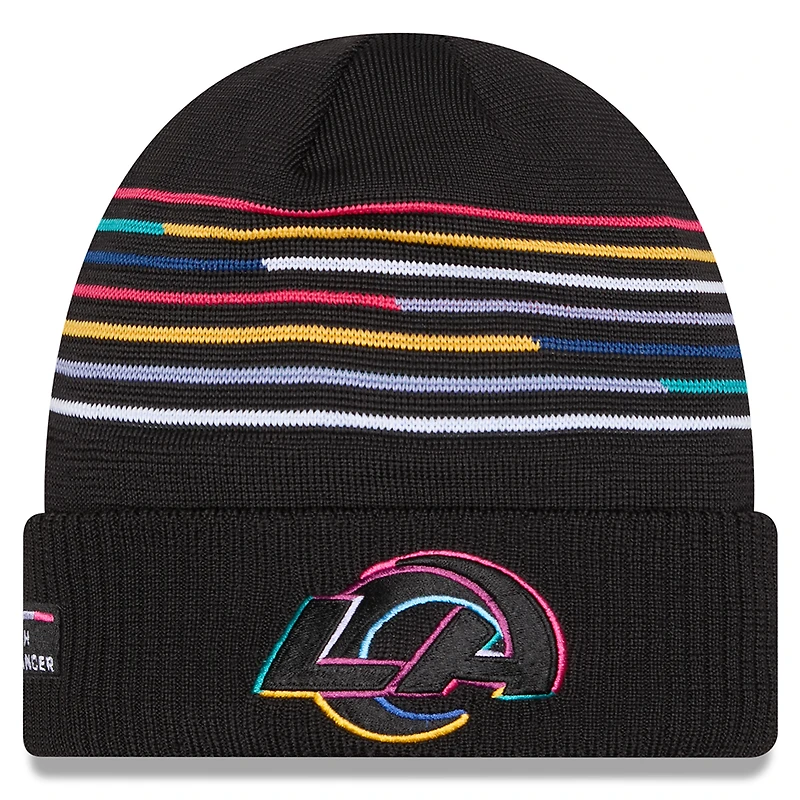 Men's New Era Black Los Angeles Rams 2025 NFL Crucial Catch Cuffed Knit Hat