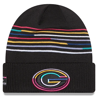 Men's New Era Black Green Bay Packers 2025 NFL Crucial Catch Cuffed Knit Hat