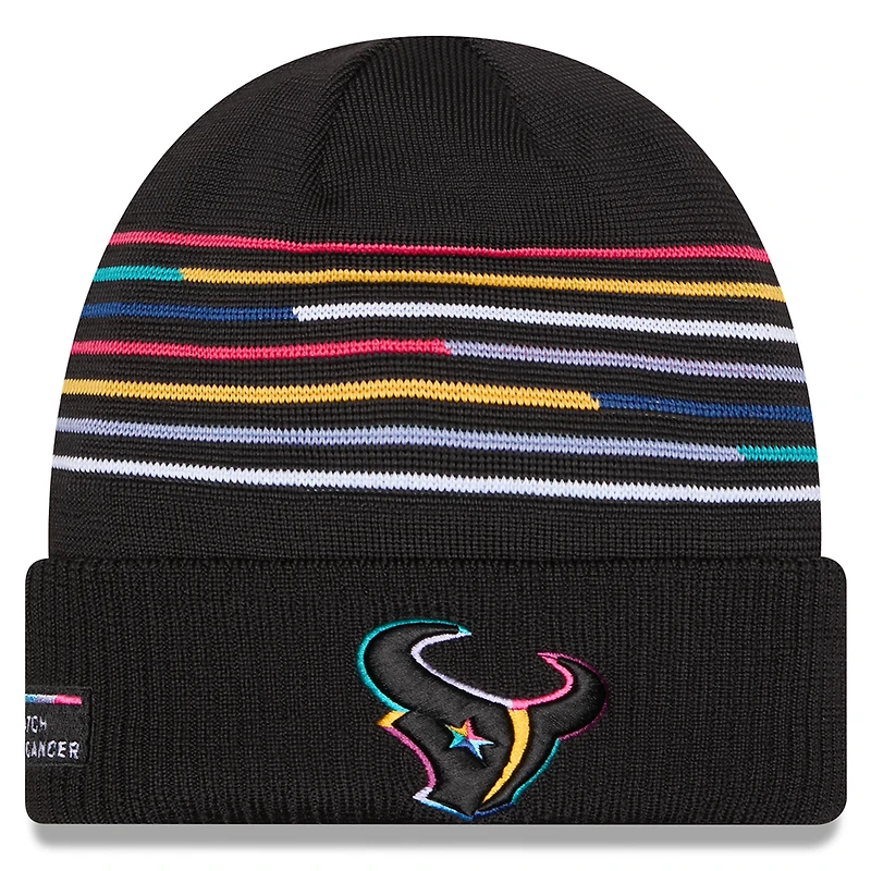 Men's New Era Black Houston Texans 2025 NFL Crucial Catch Cuffed Knit Hat