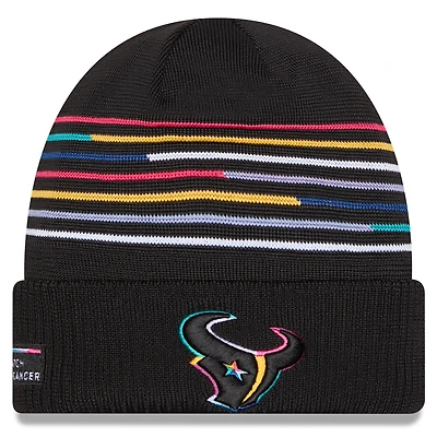 Men's New Era Black Houston Texans 2025 NFL Crucial Catch Cuffed Knit Hat