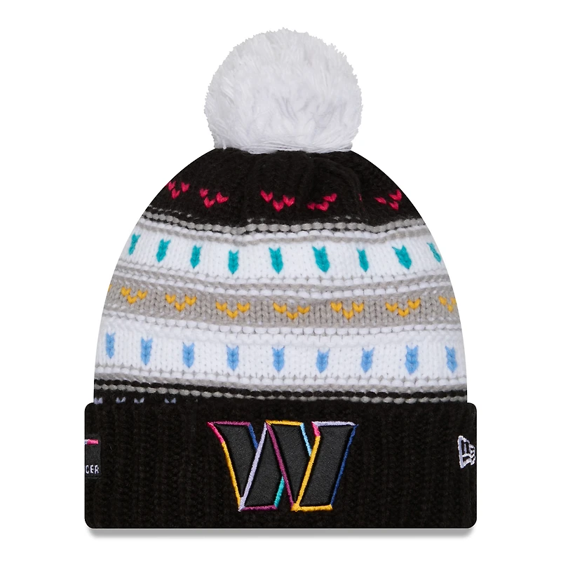 Women's New Era Black Washington Commanders 2025 NFL Crucial Catch Cuffed Knit Hat with Pom