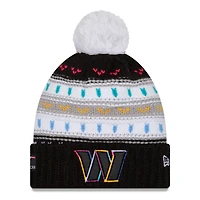 Women's New Era Black Washington Commanders 2025 NFL Crucial Catch Cuffed Knit Hat with Pom