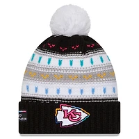 Women's New Era Black Kansas City Chiefs 2025 NFL Crucial Catch Cuffed Knit Hat with Pom