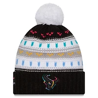 Women's New Era Black Houston Texans 2025 NFL Crucial Catch Cuffed Knit Hat with Pom