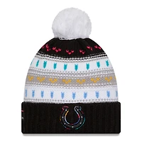 Women's New Era Black Indianapolis Colts 2025 NFL Crucial Catch Cuffed Knit Hat with Pom
