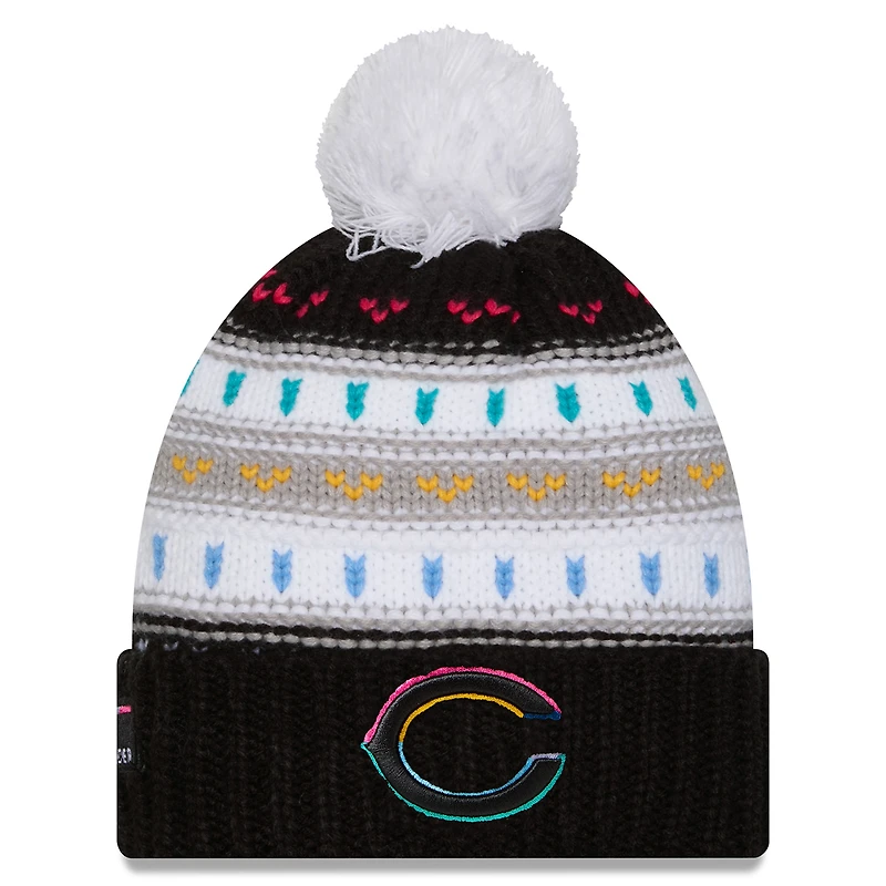Women's New Era Black Chicago Bears 2025 NFL Crucial Catch Cuffed Knit Hat with Pom