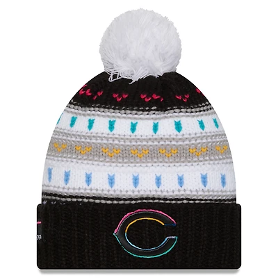 Women's New Era Black Chicago Bears 2025 NFL Crucial Catch Cuffed Knit Hat with Pom