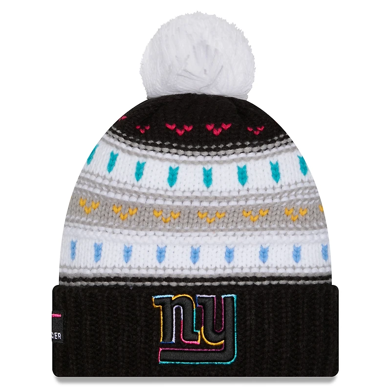 Women's New Era Black New York Giants 2025 NFL Crucial Catch Cuffed Knit Hat with Pom