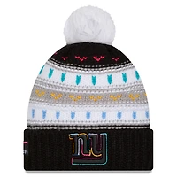 Women's New Era Black New York Giants 2025 NFL Crucial Catch Cuffed Knit Hat with Pom