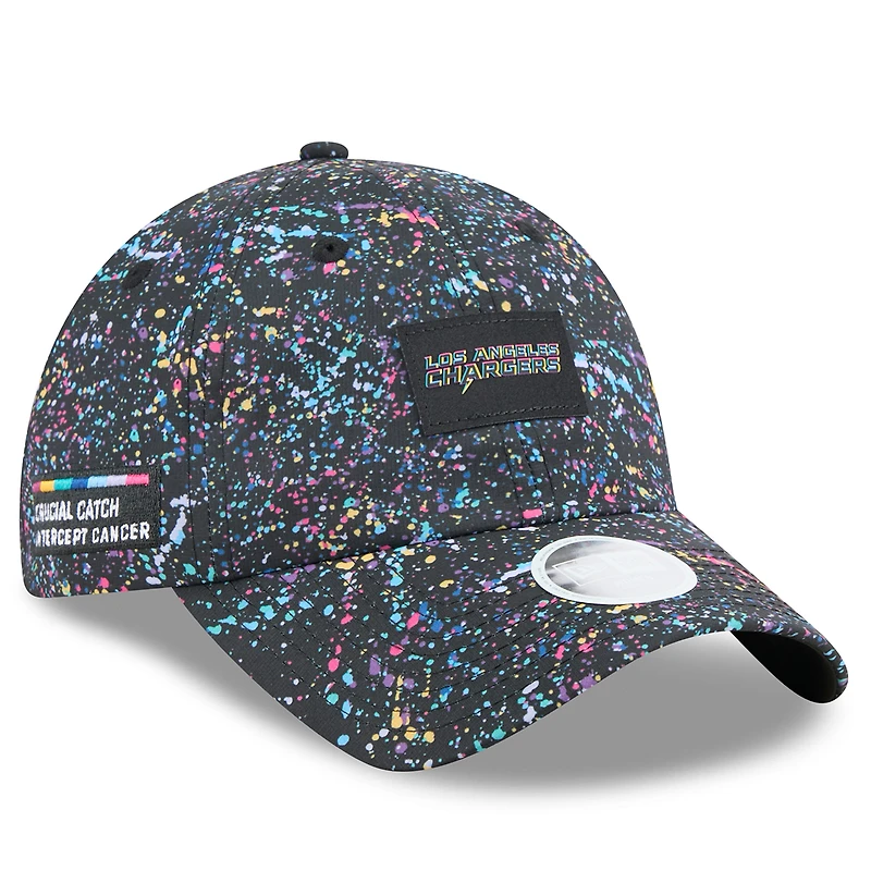Women's New Era  Black Los Angeles Chargers 2025 NFL Crucial Catch Pony Tail Adjustable Hat