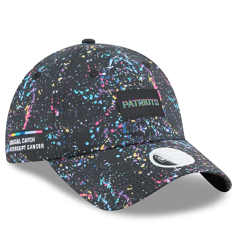 Women's New Era  Black New England Patriots 2025 NFL Crucial Catch Pony Tail Adjustable Hat