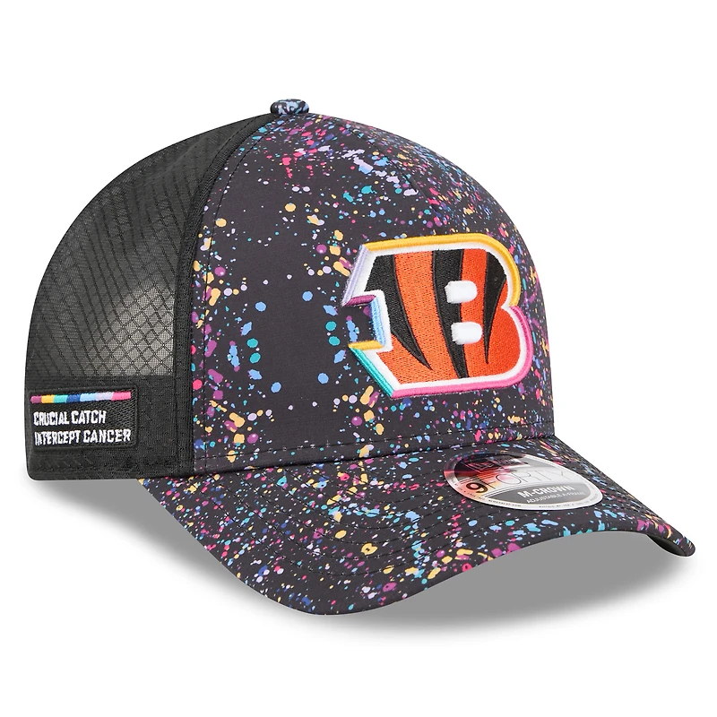 Youth New Era Black Cincinnati Bengals 2025 NFL Crucial Catch 9FORTY Adjustable Hat