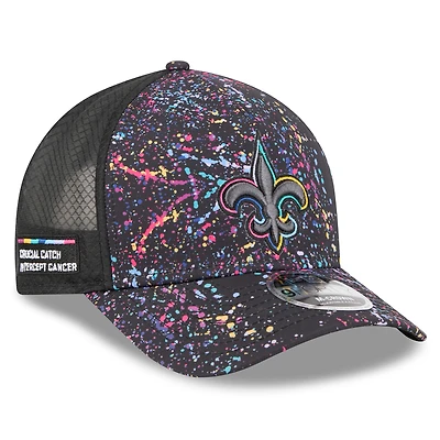 Youth New Era Black New Orleans Saints 2025 NFL Crucial Catch 9FORTY Adjustable Hat
