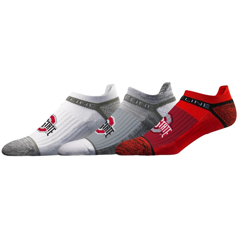 Unisex Strideline Ohio State Buckeyes Premium Low 3-Pack Ankle Socks Set