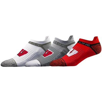 Unisex Strideline Wisconsin Badgers Premium Low 3-Pack Ankle Socks Set