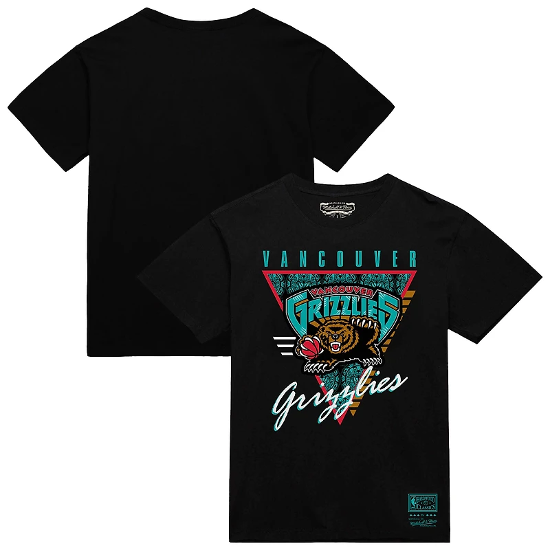 Men's Mitchell & Ness Black Vancouver Grizzlies Worldwide Collection Tri-Logo T-Shirt