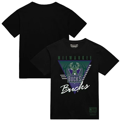 Men's Mitchell & Ness  Black Milwaukee Bucks Worldwide Collection Tri-Logo T-Shirt
