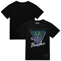 Men's Mitchell & Ness  Black Milwaukee Bucks Worldwide Collection Tri-Logo T-Shirt