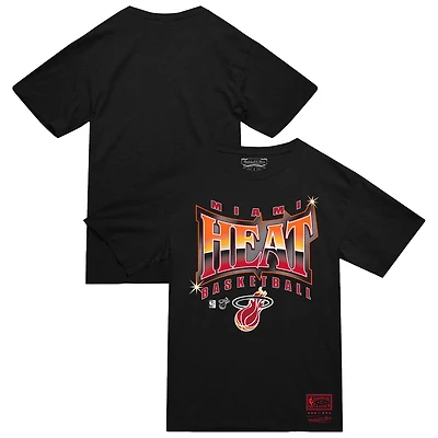 Men's Mitchell & Ness Black Miami Heat Worldwide Collection Glow Up T-Shirt