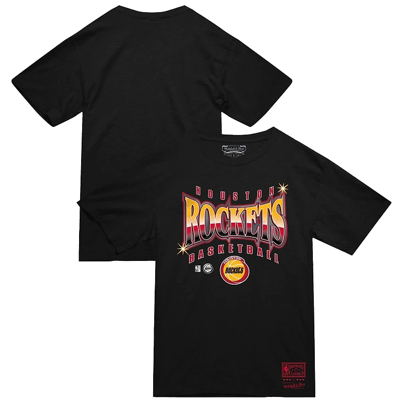 Men's Mitchell & Ness  Black Houston Rockets Worldwide Collection Glow Up T-Shirt