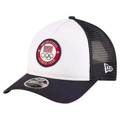 Men's New Era  Navy Team USA Color Block 9FORTY M-Crown A-Frame Adjustable Trucker Hat
